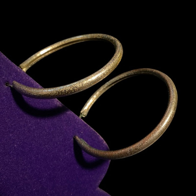 Vintage Medium Tarnished Costume Silver Hoop Earrings