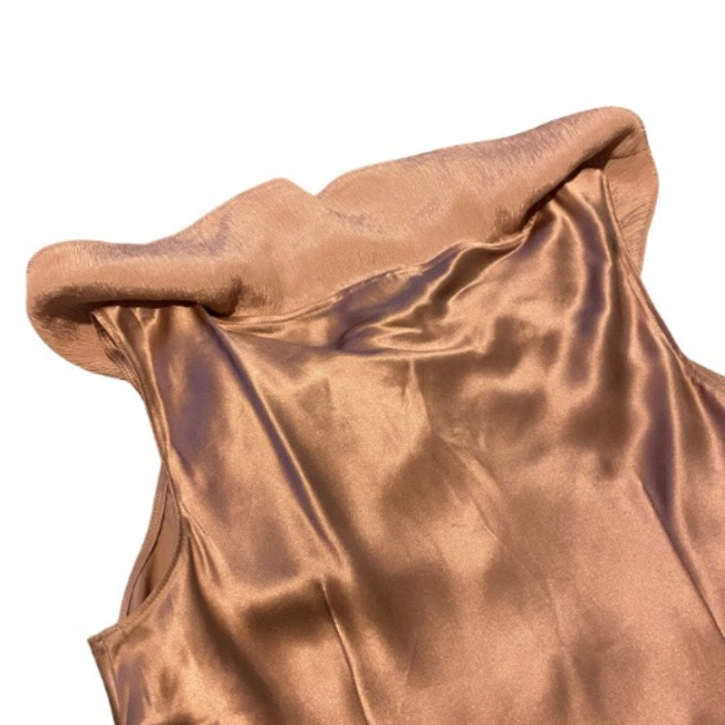 Dusky Rose 100% Silk Sleeveless Blouse with Silver Rhinestone Brooch (6P)