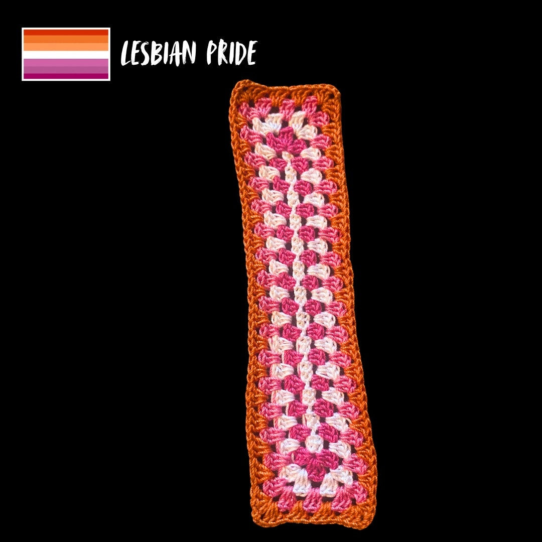 Lesbian Pride Micro-Crocheted Cotton Bookmark
