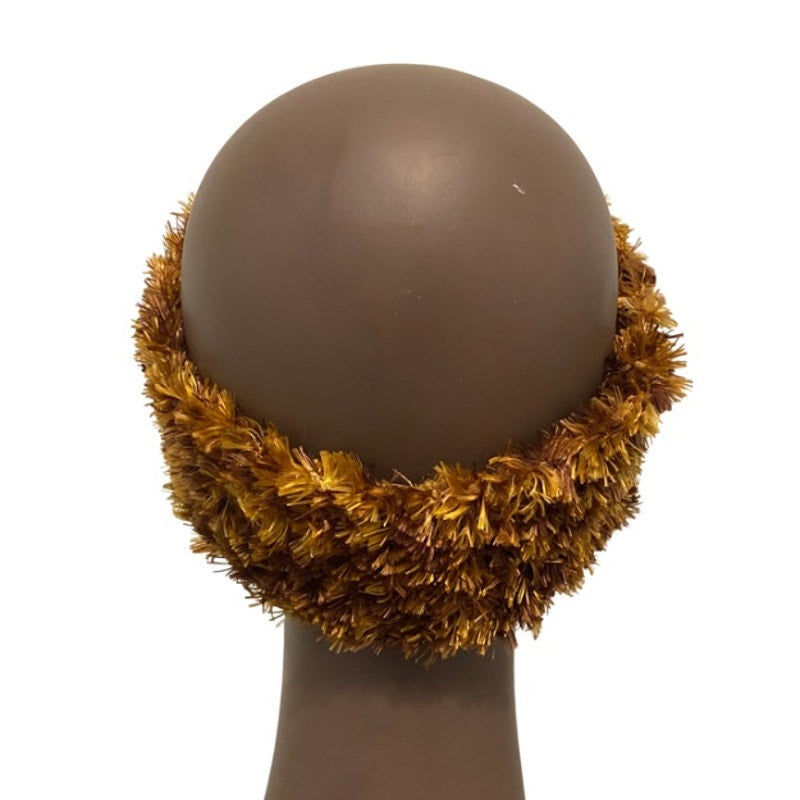 Fuzzy Golden Brown Knit Headband/ Ear Warmer (L)