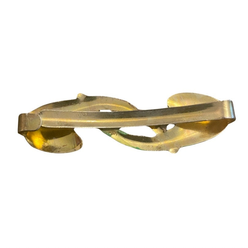 Green and Brown Vintage “Peace Pipe” Enamel Tie Clip