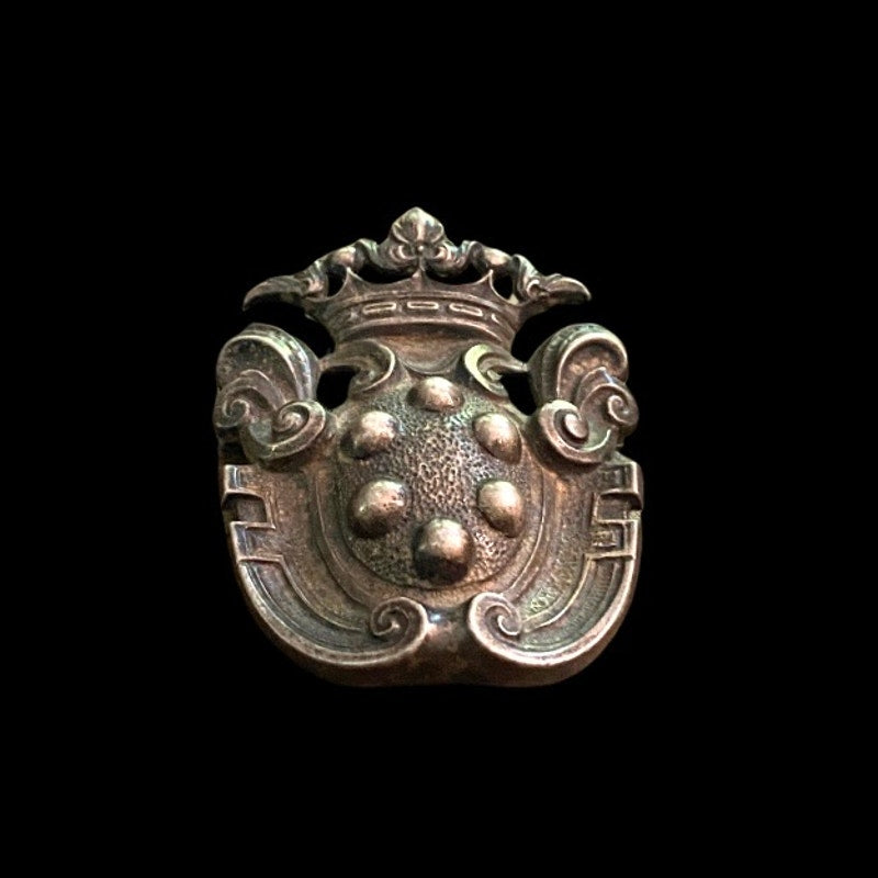 Antique Style Vintage Sterling Silver Medici Family Crest Italian Coat of Arms Brooch