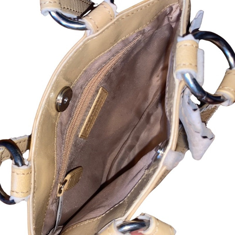 Dainty Y2K Two-Toned Beige/ Light Brown Suede Leather Handbag