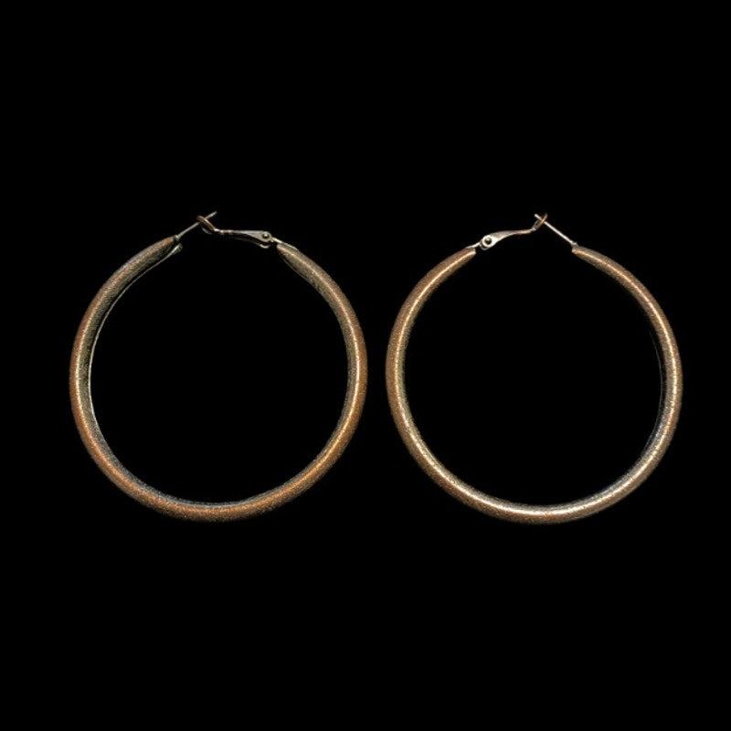 Vintage Medium Tarnished Costume Silver Hoop Earrings
