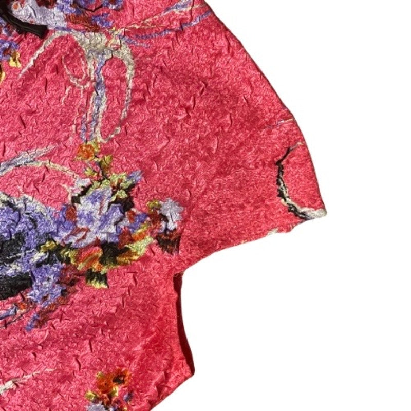 Vintage Hot Pink Chinese Floral Tunic / Mini-Dress (L)
