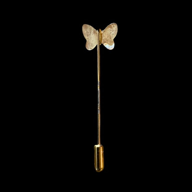 Vintage Pink Enamel/ Gold Butterfly Stick Pin