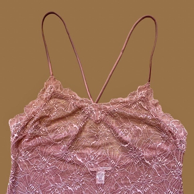 Mauve Pink Victoria’s Secret Floral Lace Nightie/ Sheer Slip Dress (XL)