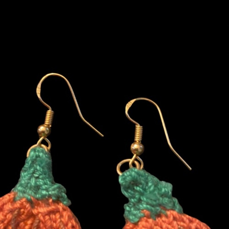 Pumpkin Patch Handknit Cotton Earrings