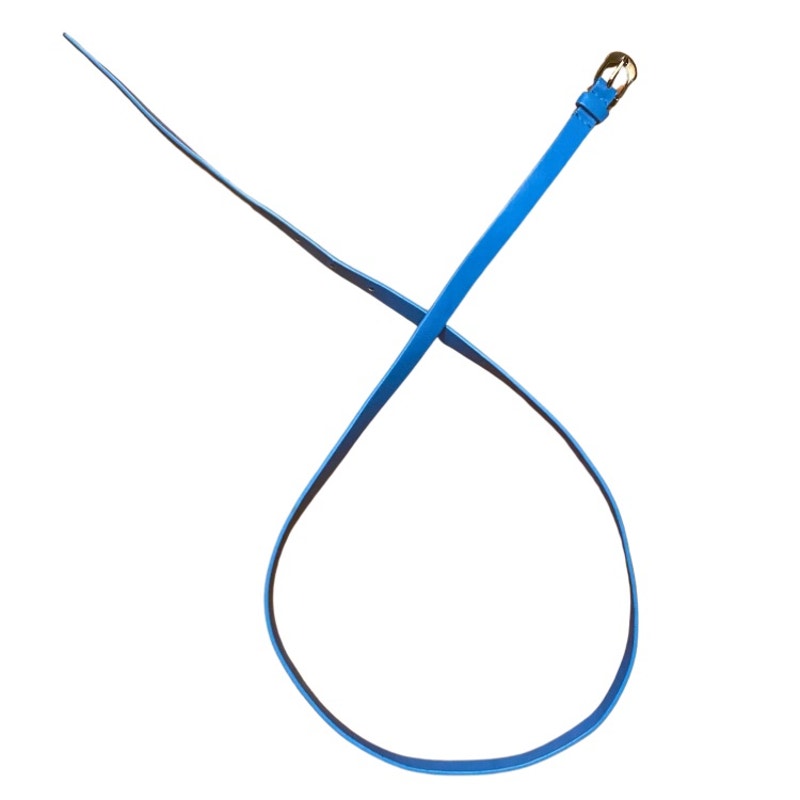 Slim Cerulean Blue Pleather Belt (16)