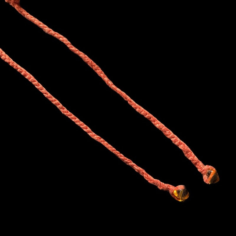 Burnt Orange Button Embellished Handknit Cotton Choker Necklace