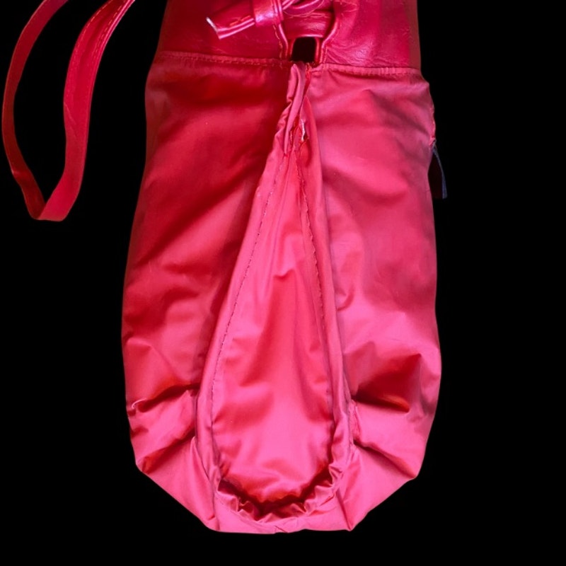 Vintage Candy Apple Red Pleather Drawstring Purse/ Shoulder Bag
