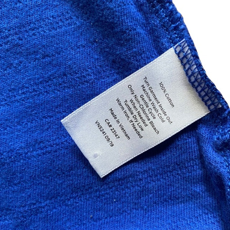 Upcycled Tropical Fish Vintage Patch Embellished Sleeveless Cobalt Blue Tank Top (S)