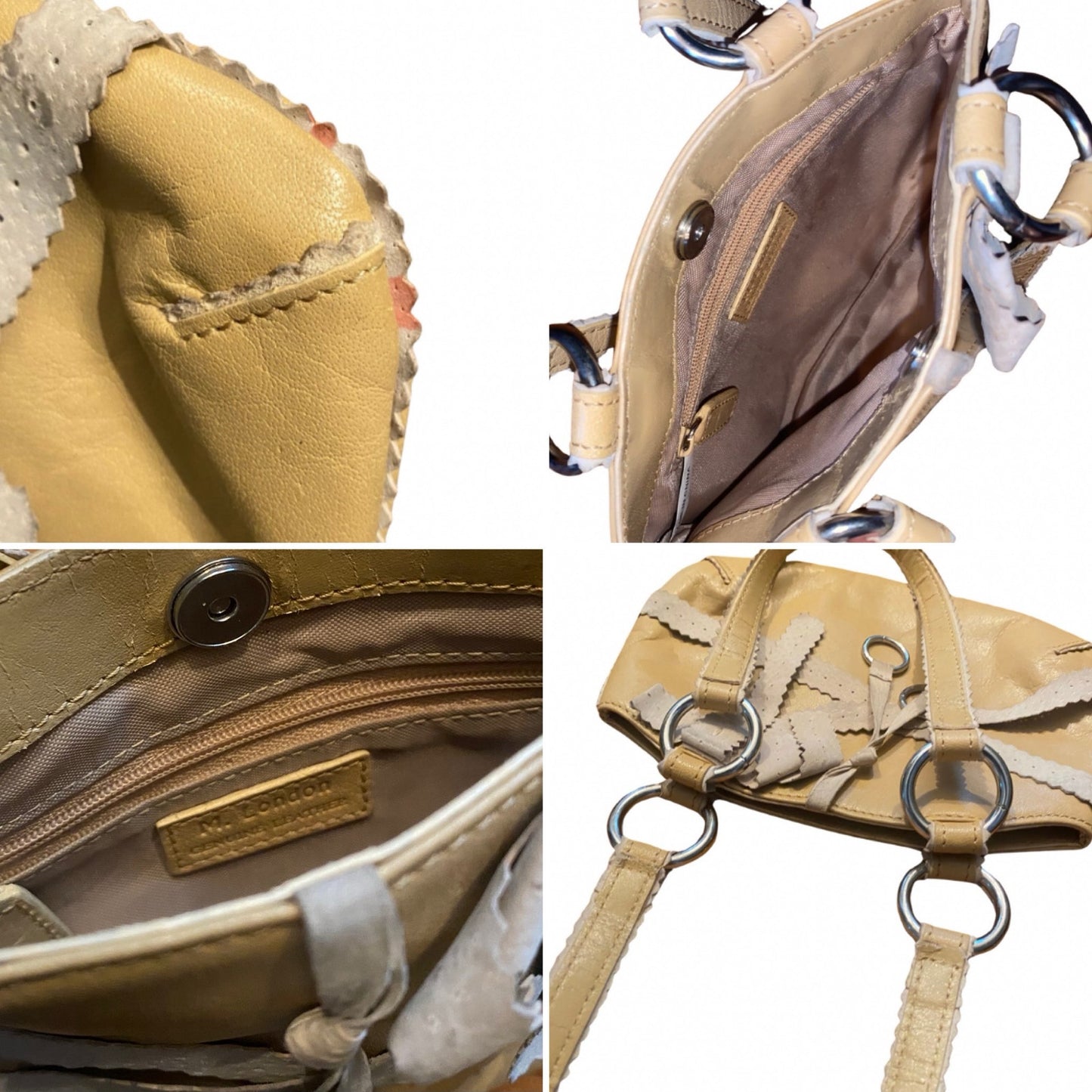 Dainty Y2K Two-Toned Beige/ Light Brown Suede Leather Handbag