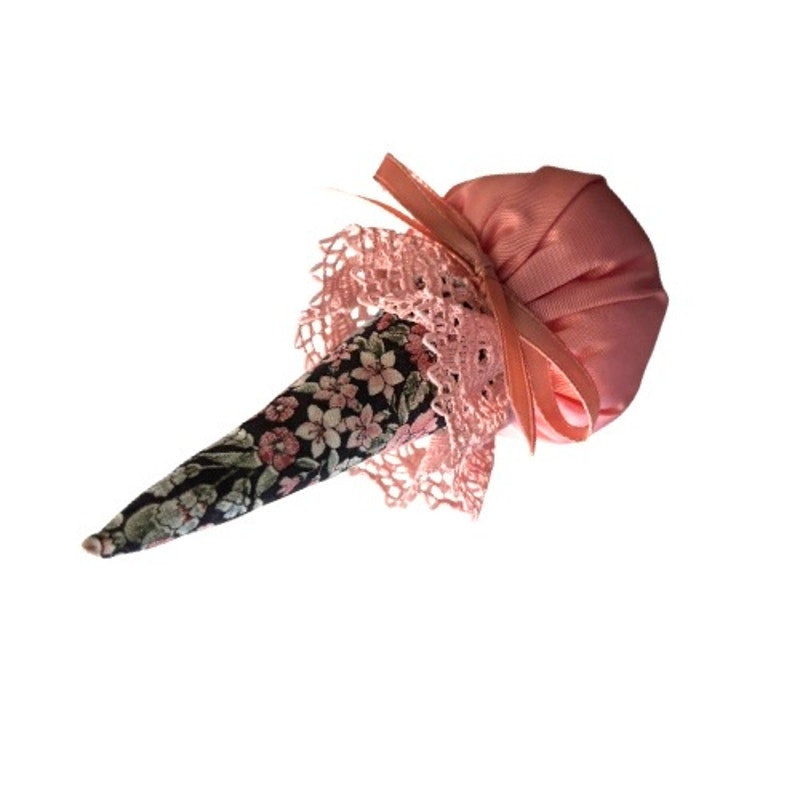 Vintage Pink and Black Floral Handmade Ice Cream Ornament