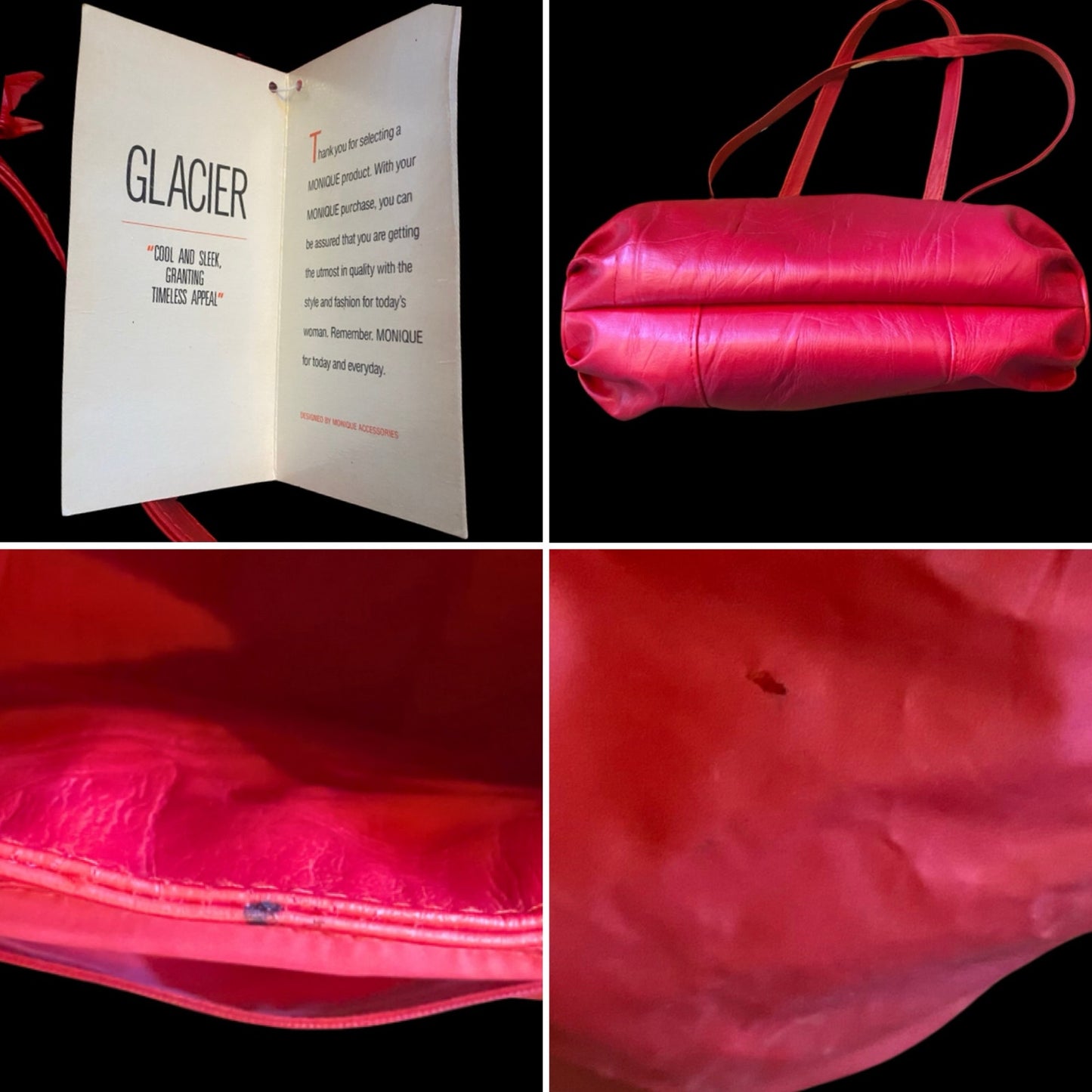 Vintage Candy Apple Red Pleather Drawstring Purse/ Shoulder Bag
