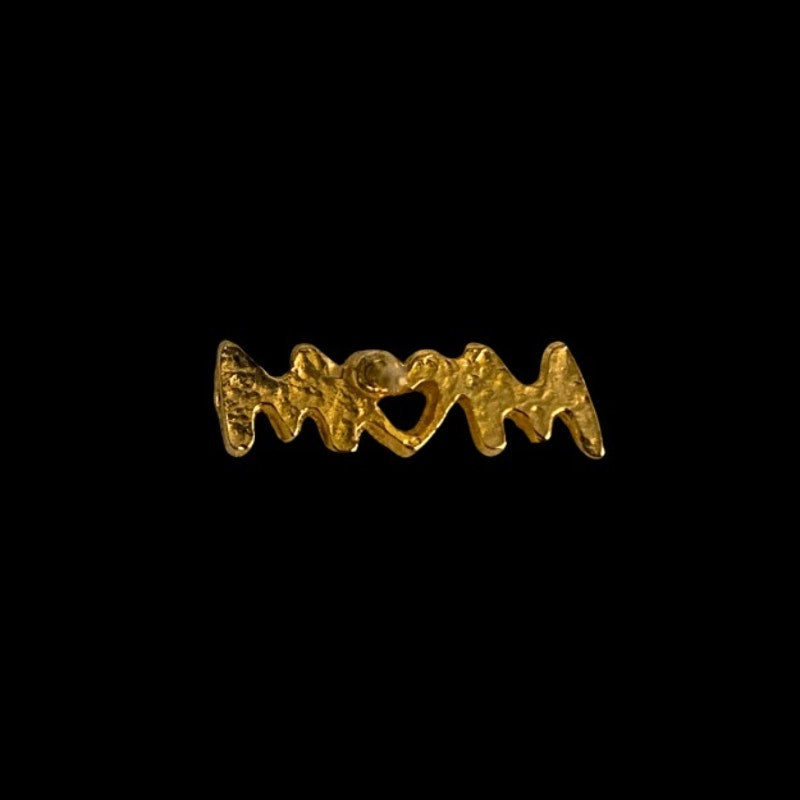 Vintage Tiny “MOM” Gold & Red Heart Lapel/ Tack Pin