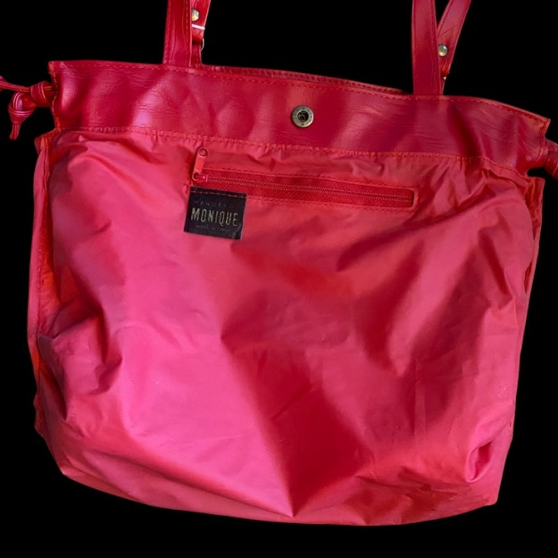 Vintage Candy Apple Red Pleather Drawstring Purse/ Shoulder Bag