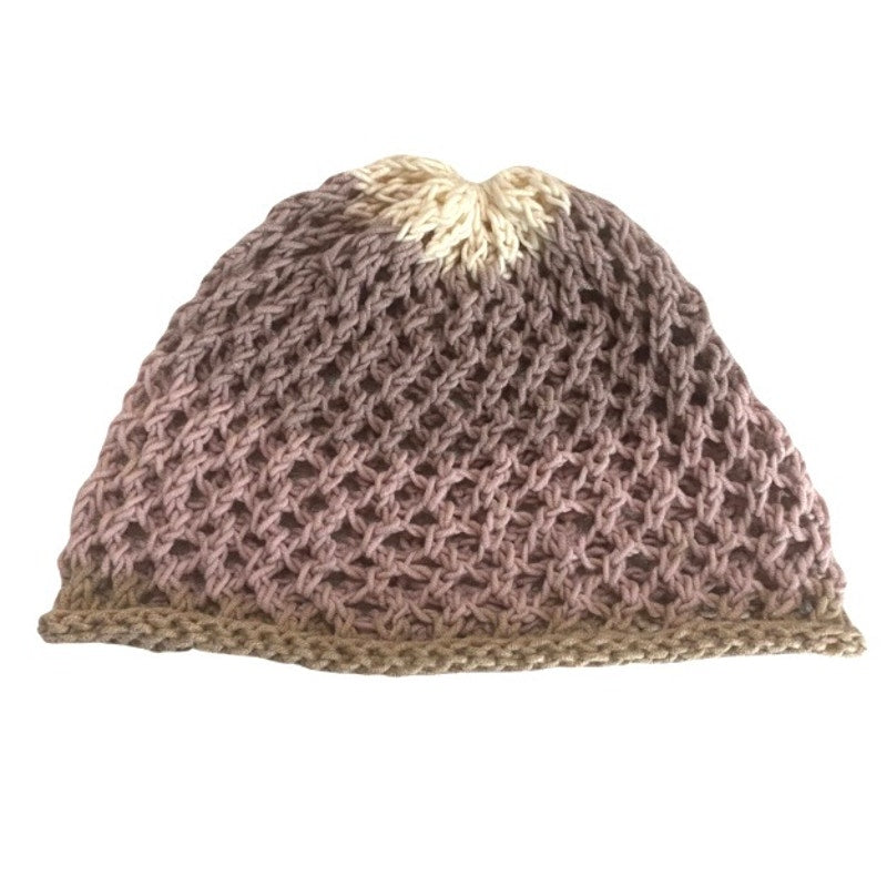 Mauve Ombré Retro Style Knit Mesh Skull Cap (S/M)