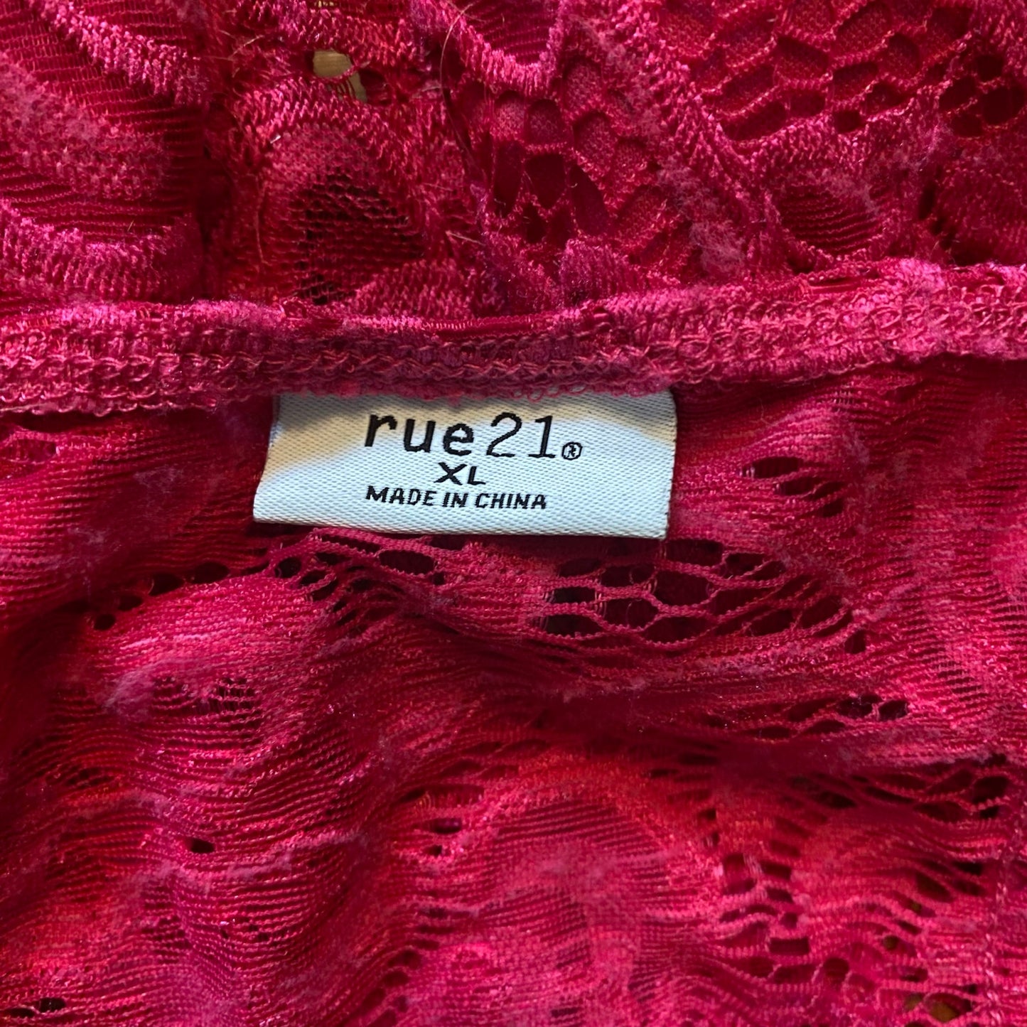 Hot Pink Lace Spaghetti Strap Bustier Bodysuit (XL)