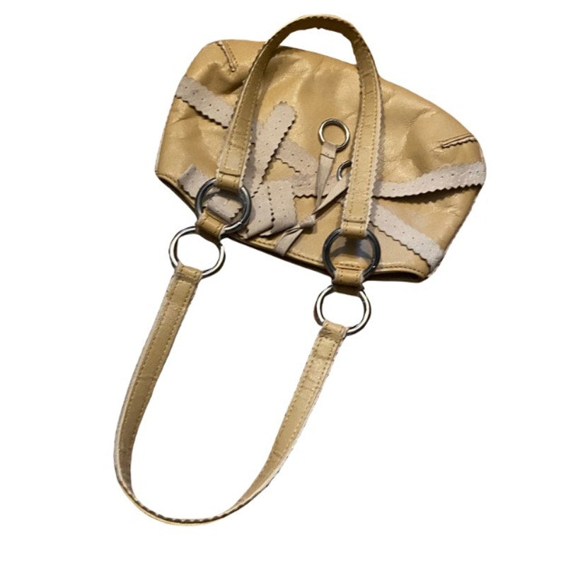 Dainty Y2K Two-Toned Beige/ Light Brown Suede Leather Handbag