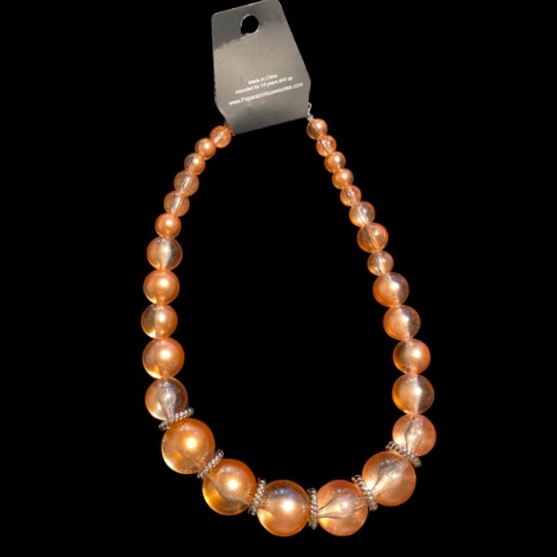 NWT Shimmery Peachy Pink Big Bubble Beaded Necklace and Earring Set