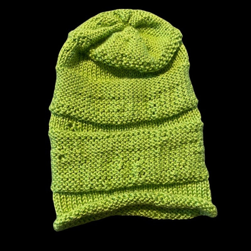 Lime Green Slouchy Knit Beanie - OSFM