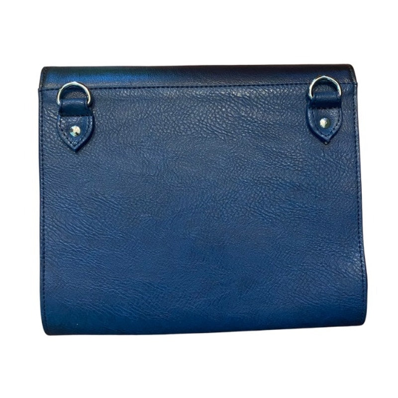 “Noble Heart” Royal Blue Faux Leather Clutch/Crossbody Bag with Metal Chain Strap