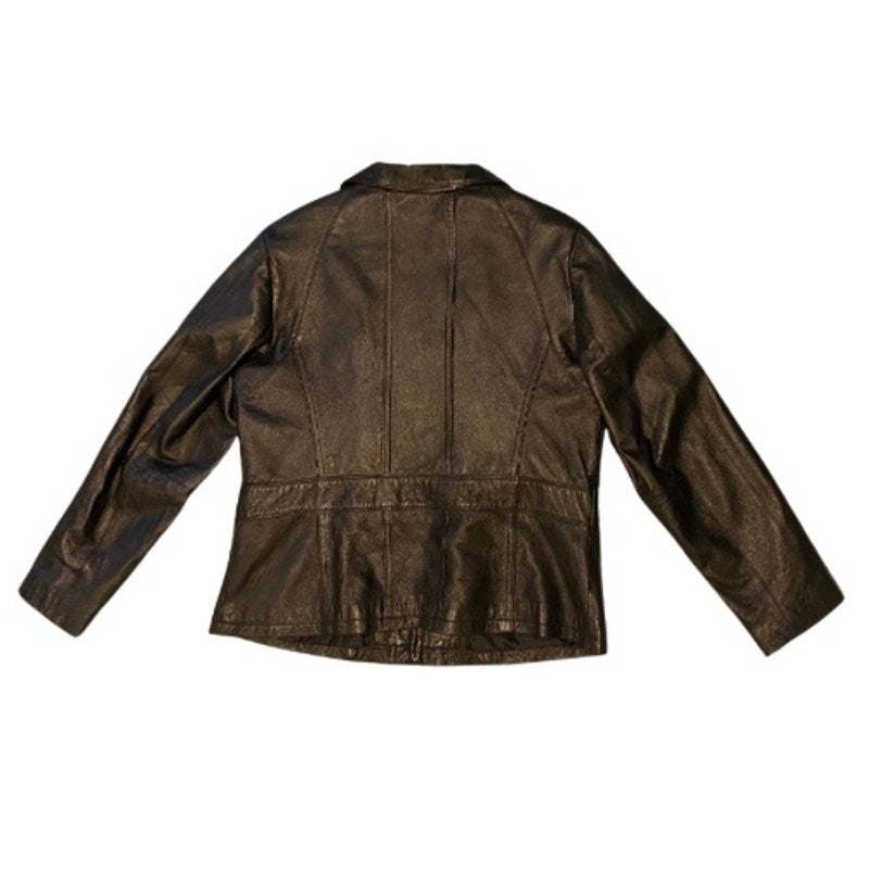 Y2K Unisex Full Zip Black Genuine Leather Jacket (X-Large)