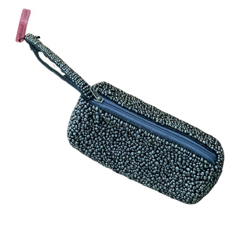 Y2K Small Metallic Pewter Pebble Beaded Wristlet