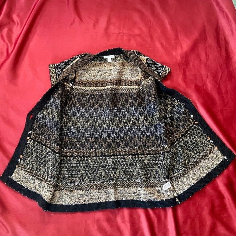 90s- Style Coldwater Creek Fair Isle Knit Short-sleeve Cardigan Sweater (M)