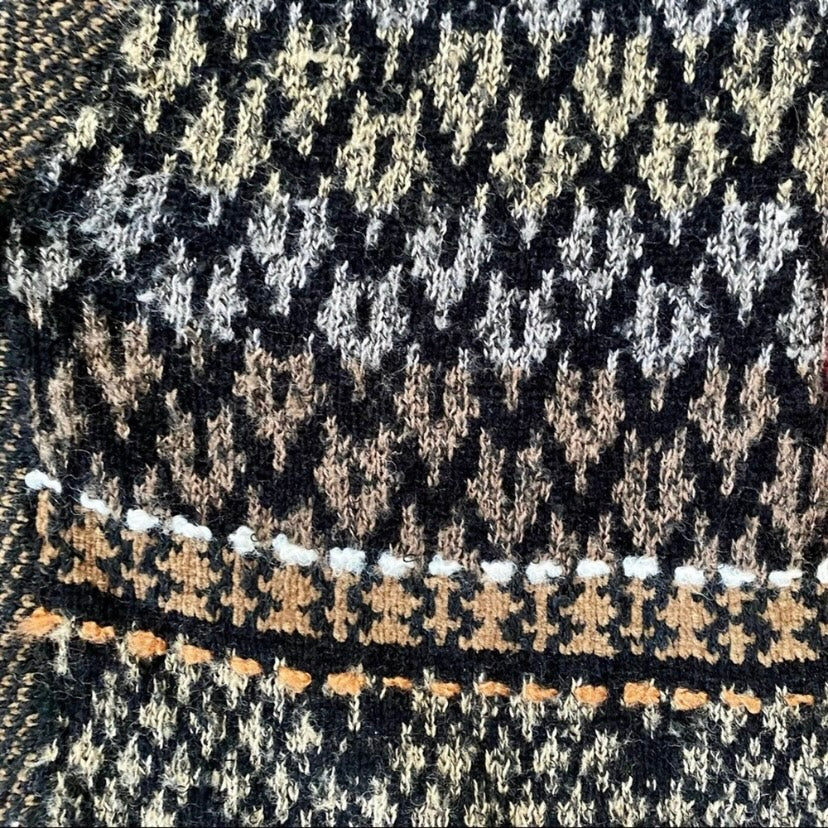 90s- Style Coldwater Creek Fair Isle Knit Short-sleeve Cardigan Sweater (M)