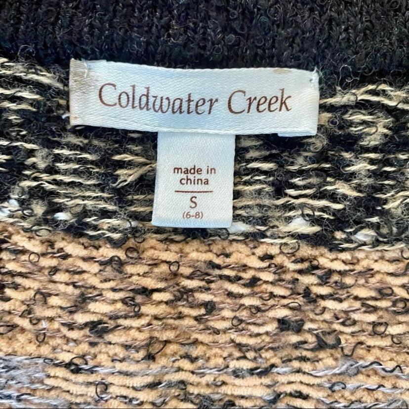 90s- Style Coldwater Creek Fair Isle Knit Short-sleeve Cardigan Sweater (M)