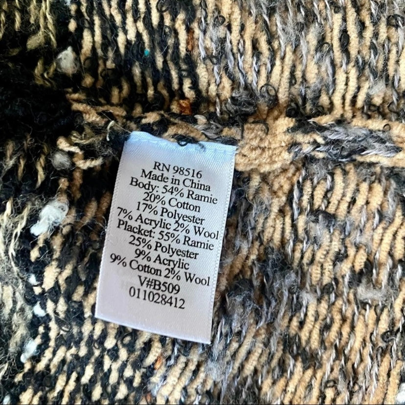90s- Style Coldwater Creek Fair Isle Knit Short-sleeve Cardigan Sweater (M)