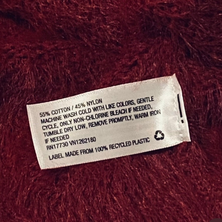 NWOT Burgundy Red Eyelash Knit Ava and Viv V-Neck Sweater (3XL)