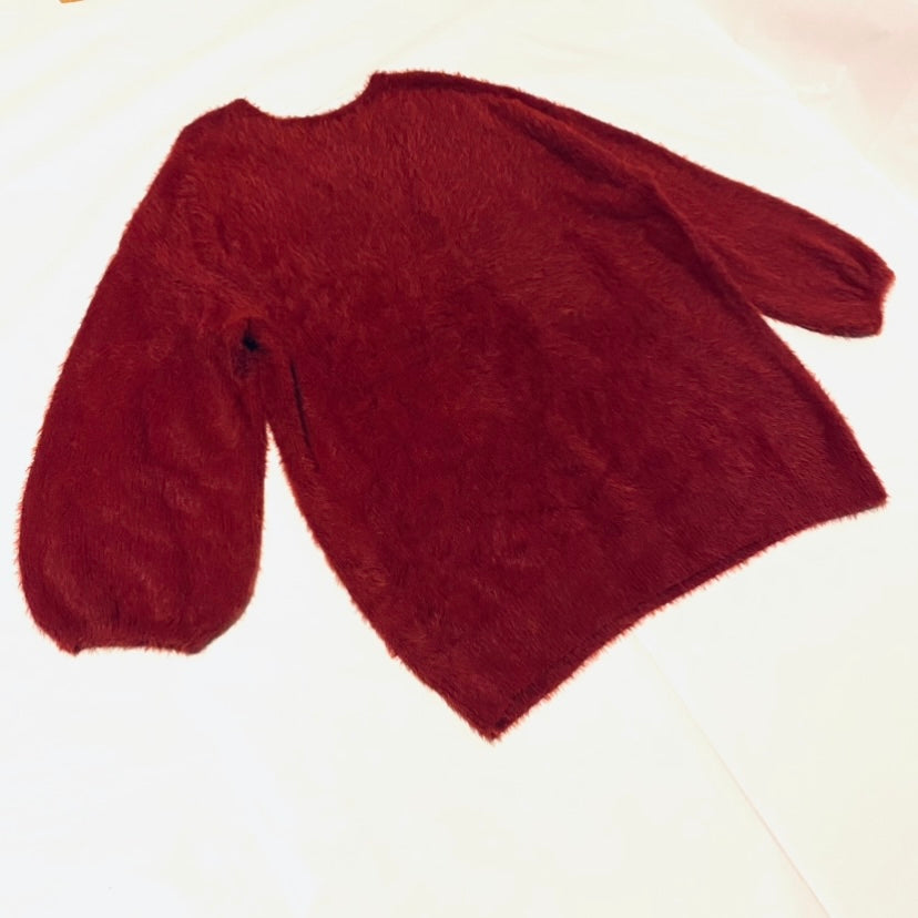 NWOT Burgundy Red Eyelash Knit Ava and Viv V-Neck Sweater (3XL)