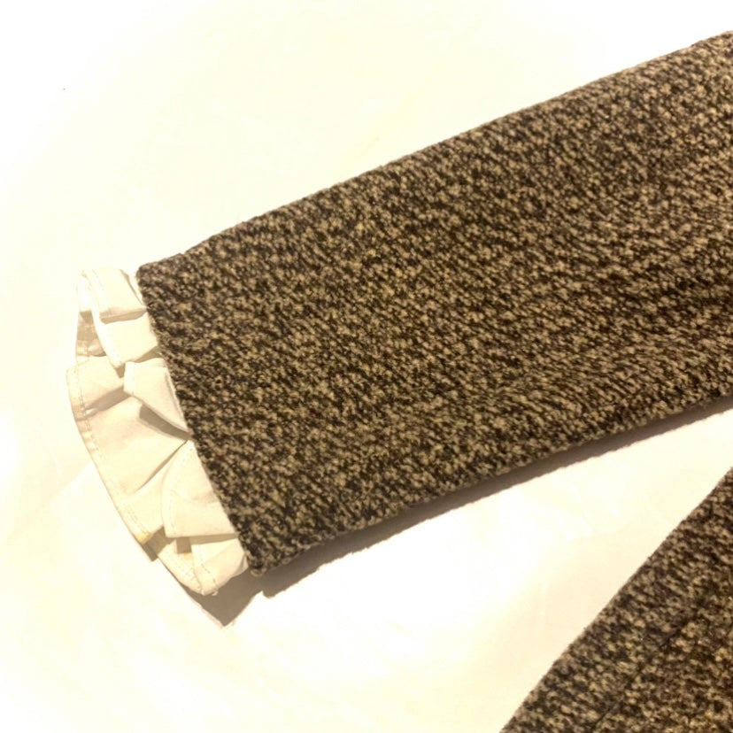 Speckled Brown Knit Layered Ruffle Collar Tunic/Sweater (L)