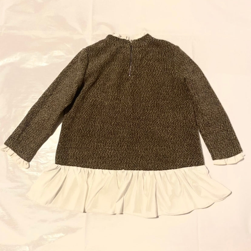 Speckled Brown Knit Layered Ruffle Collar Tunic/Sweater (L)