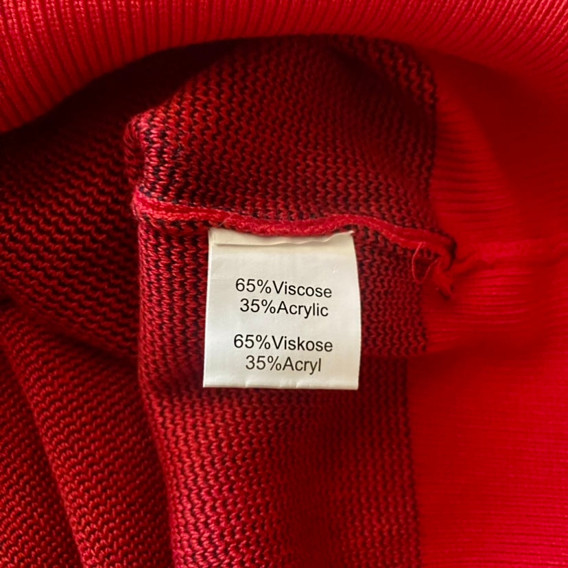 π NWT Grace Karin Red & Black Patchwork Fringe Tartan Sweater (XXL)
