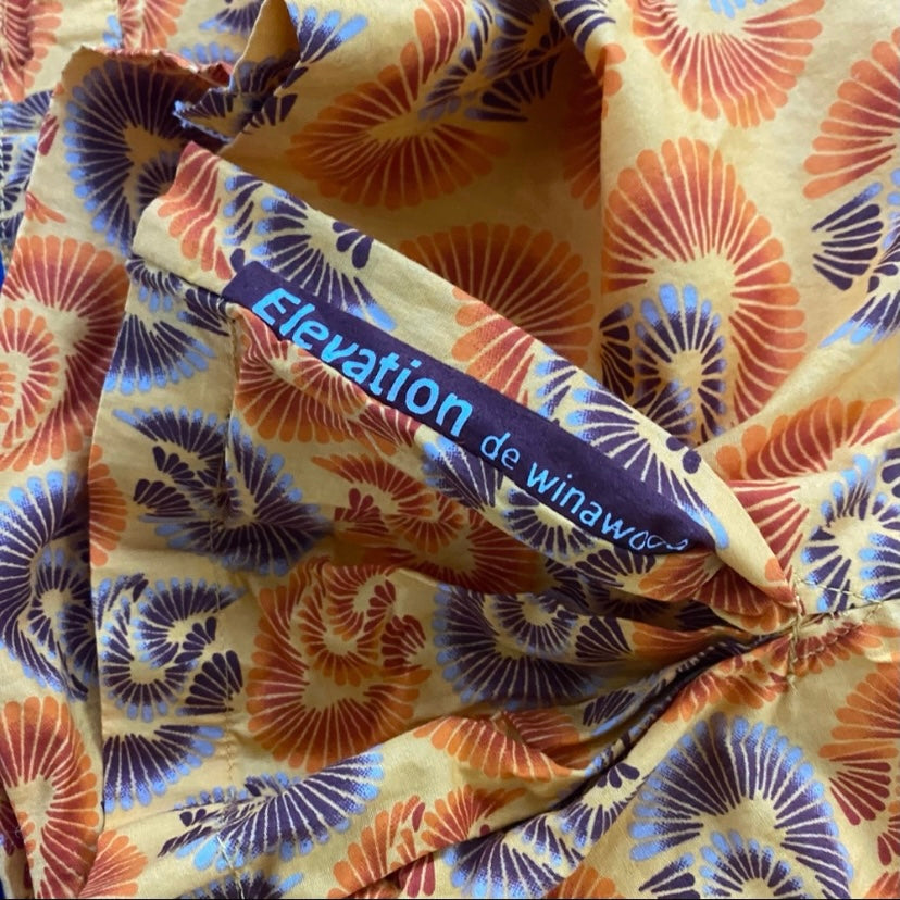 Vintage Women’s Funky Orange Handmade Ankara Print Pencil Skirt (M)