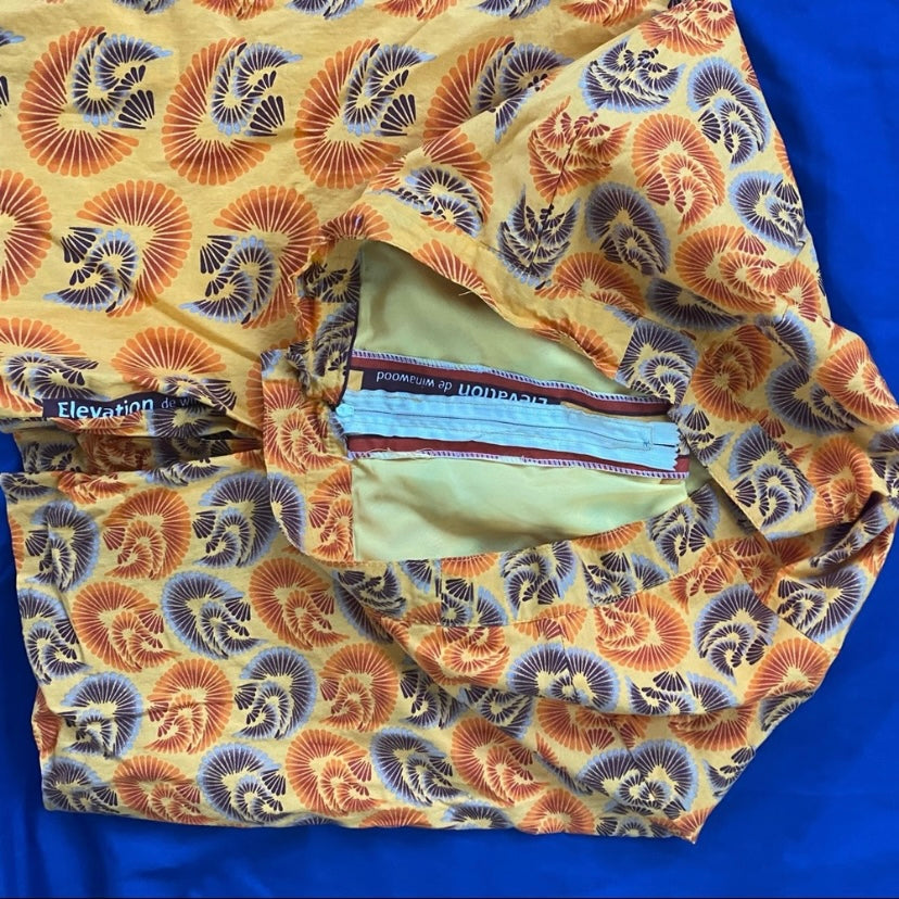 Vintage Women’s Funky Orange Handmade Ankara Print Pencil Skirt (M)