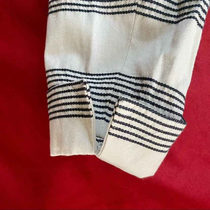 Y2K Zip-up Striped Beige & Black Striped Cotton Jacket (8)