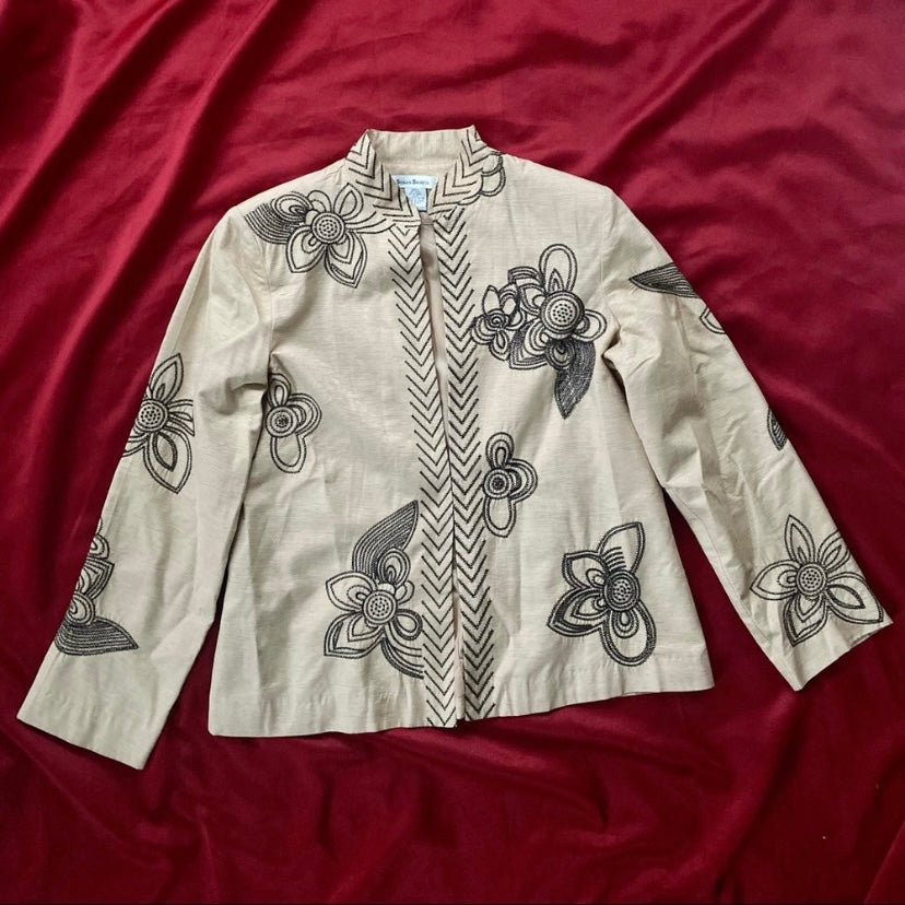 Vintage Susan Bristol Beige Embroidered Floral Jacket (L)