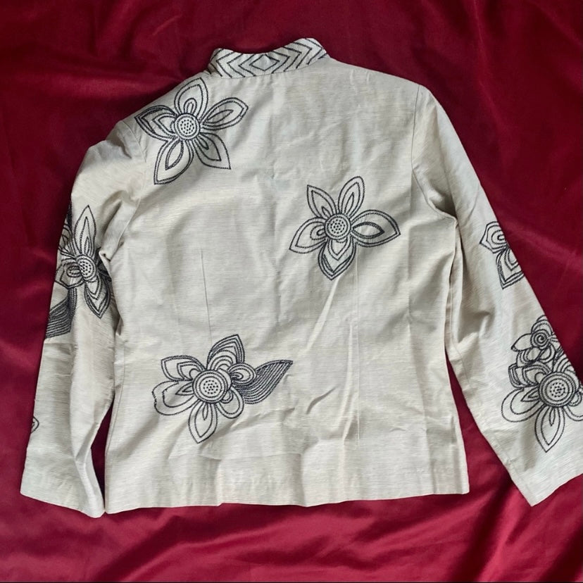 Vintage Susan Bristol Beige Embroidered Floral Jacket (L)