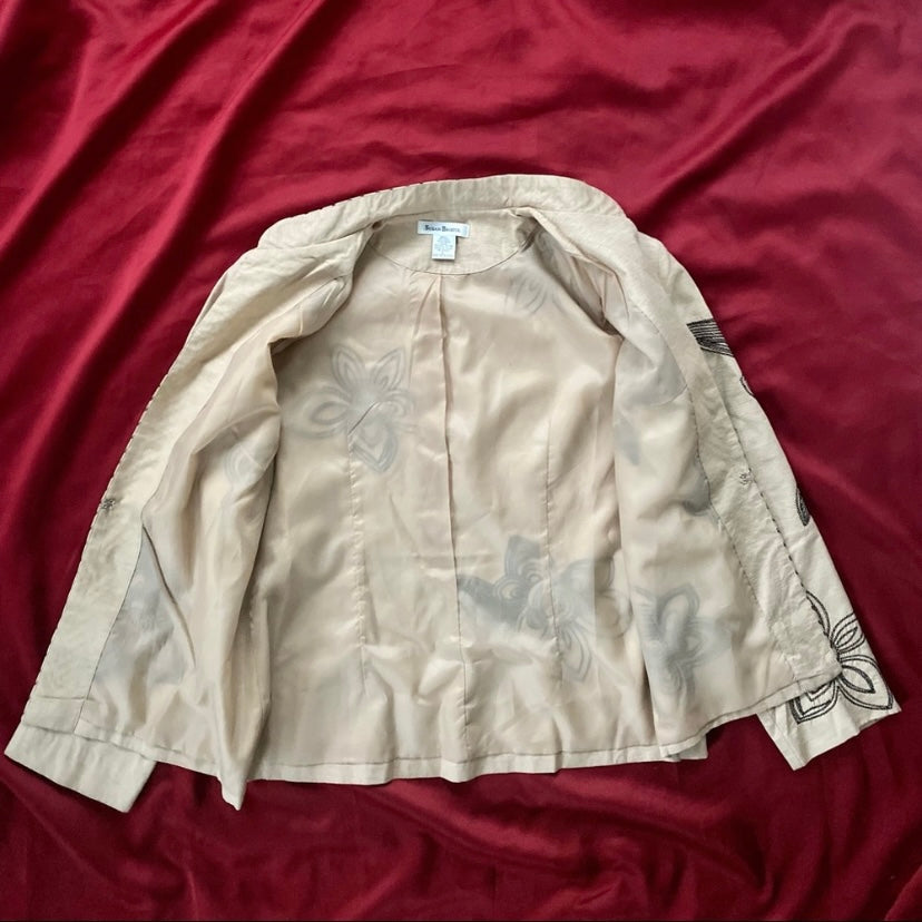 Vintage Susan Bristol Beige Embroidered Floral Jacket (L)