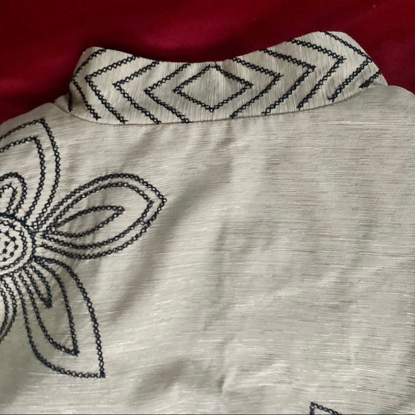 Vintage Susan Bristol Beige Embroidered Floral Jacket (L)