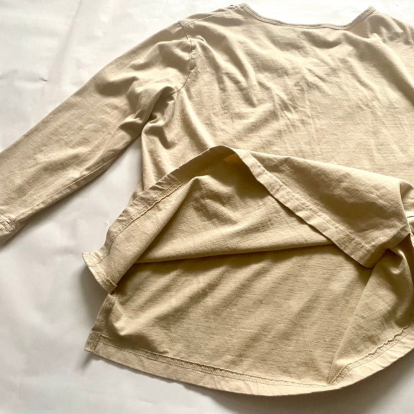 Phool Beige V-Neck Floral Sequin Embellished 3/4 Sleeve Shirt (L)