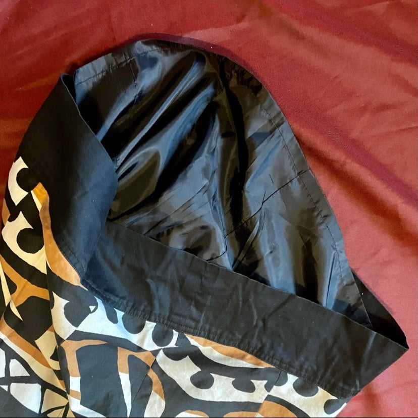 Terracotta, Black & White Abstract Sleeveless Mod Dress (8)
