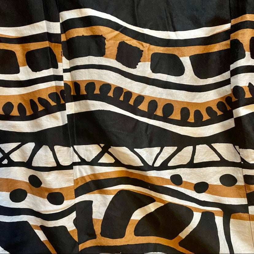 Terracotta, Black & White Abstract Sleeveless Mod Dress (8)