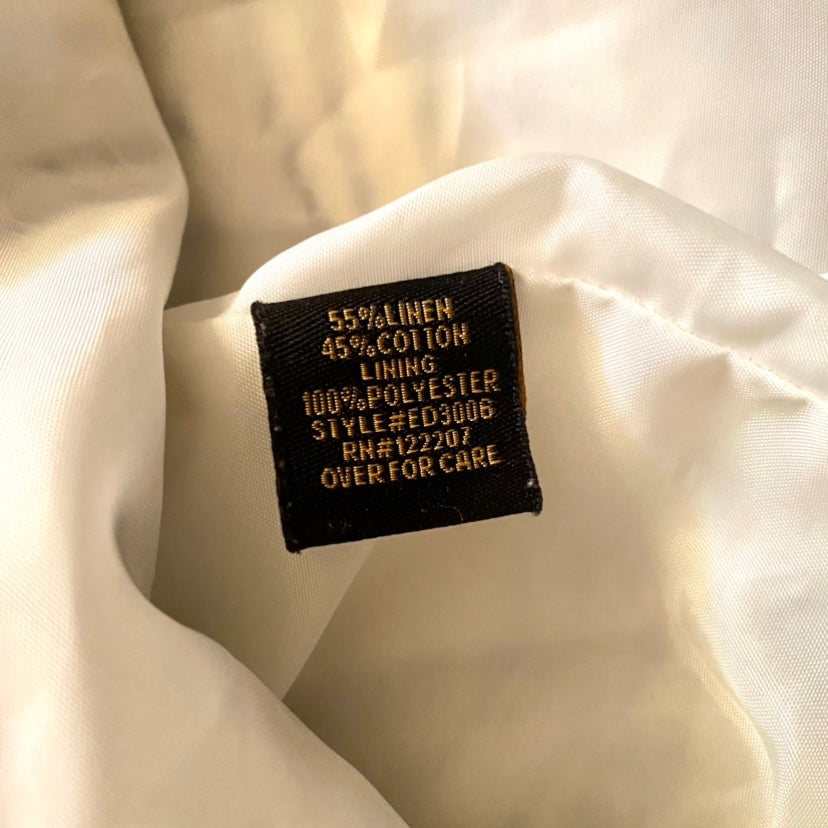 Espresso/White Floral Pleated Linen Shift Dress