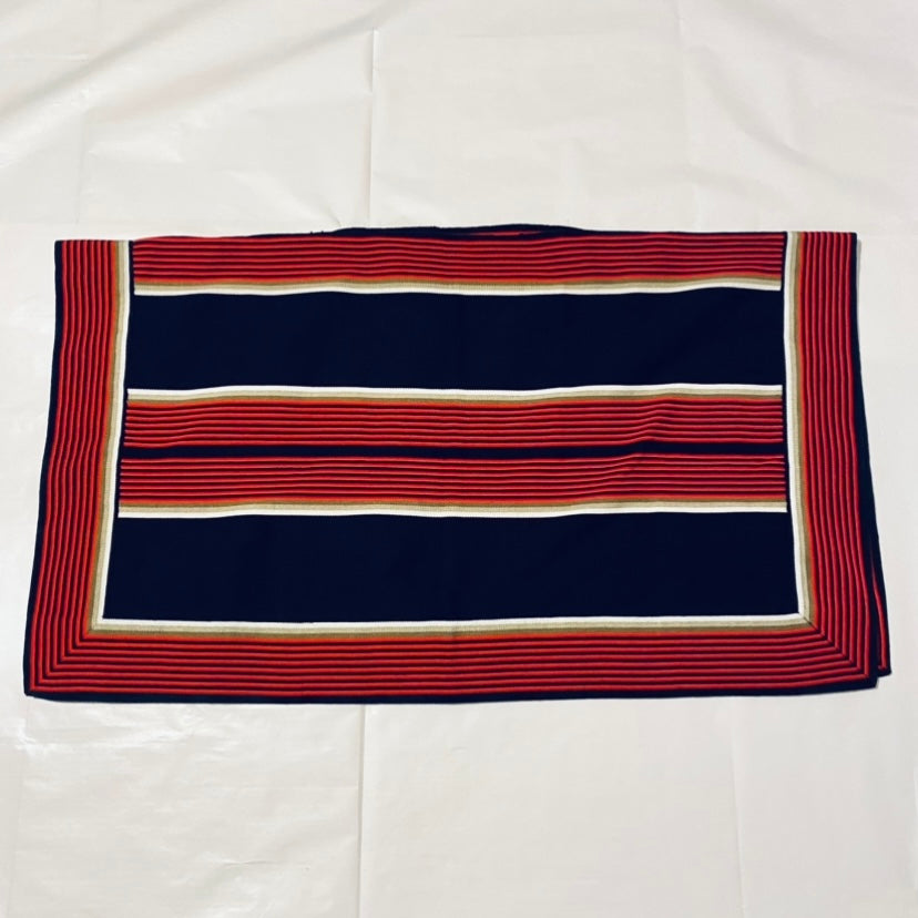 Classic Retro Red and Black Striped Blanket Poncho - OSFM